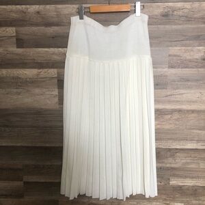Vintage White Ivory Pleated Knit Pull On Skirt Size 14